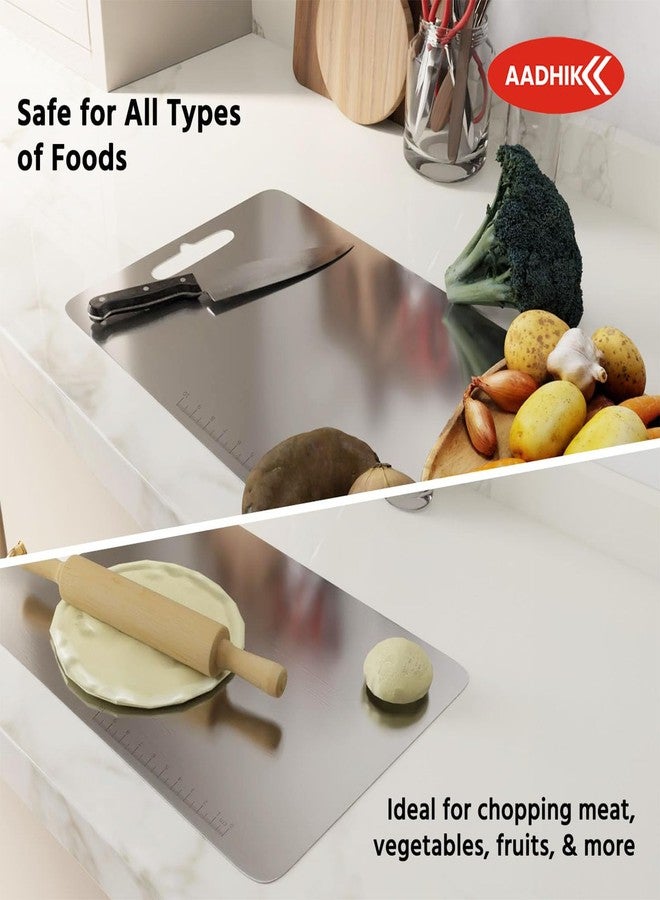 AADHIK Chopping Board Stainless Steel Medium Size Metal Cutting Kitchen,Heavy Duty Choping-Board Vegetable,Fruit Cutter, Meats Vegetable Chopper Boards,Safe Durable -33cm*22cm - Image 5