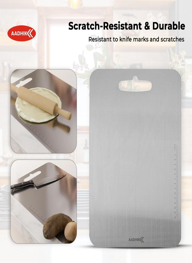 AADHIK Chopping Board Stainless Steel Medium Size Metal Cutting Kitchen,Heavy Duty Choping-Board Vegetable,Fruit Cutter, Meats Vegetable Chopper Boards,Safe Durable -33cm*22cm - Image 3