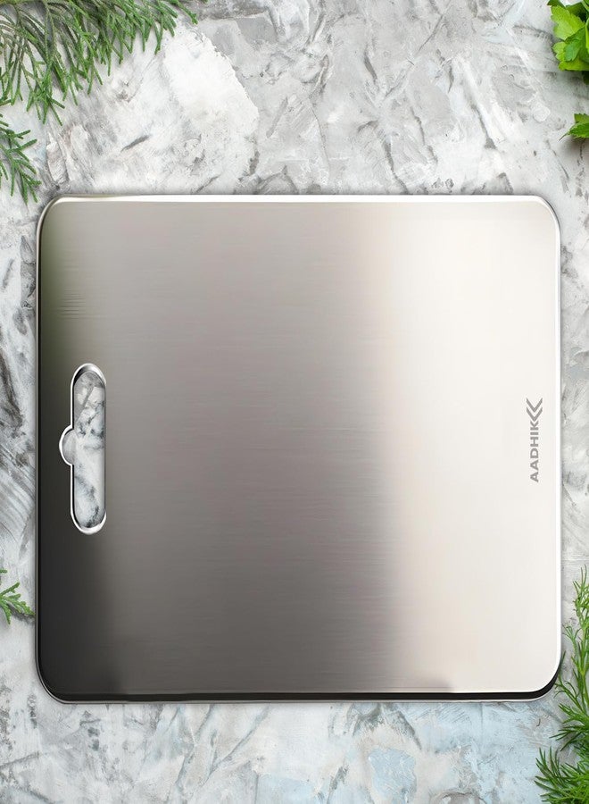 AADHIK Chopping Board Stainless Steel Medium Size Metal Cutting Kitchen,Heavy Duty Choping-Board Vegetable,Fruit Cutter, Meats Vegetable Chopper Boards,Safe Durable -33cm*22cm - Image 1