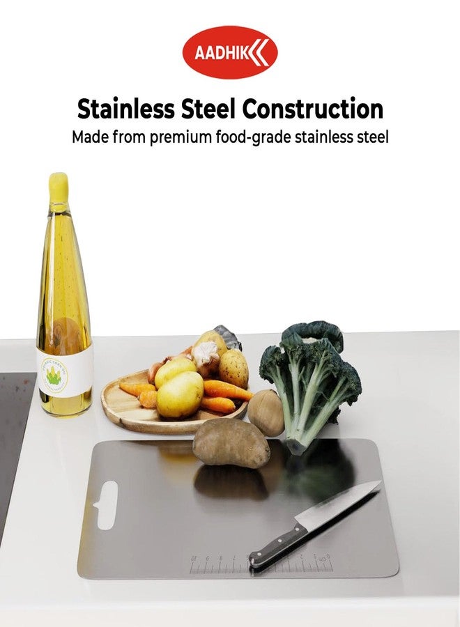 AADHIK Chopping Board Stainless Steel Medium Size Metal Cutting Kitchen,Heavy Duty Choping-Board Vegetable,Fruit Cutter, Meats Vegetable Chopper Boards,Safe Durable -33cm*22cm - Image 4