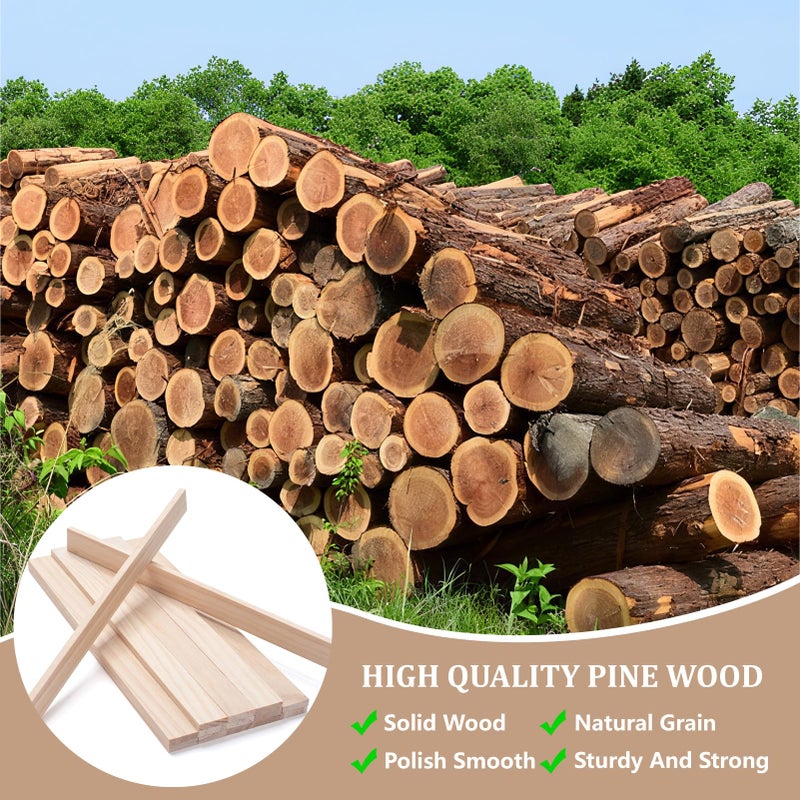 Coowayze Wood Strips Slats Wooden Dowels for Crafts 1/4" Ã— 1" Ã— 12", 15 PCS Wood Trim Flat Lumber Boards Square Dowel Rods Wooden Sticks for Crafting, Woodworking, Model Making - Image 4