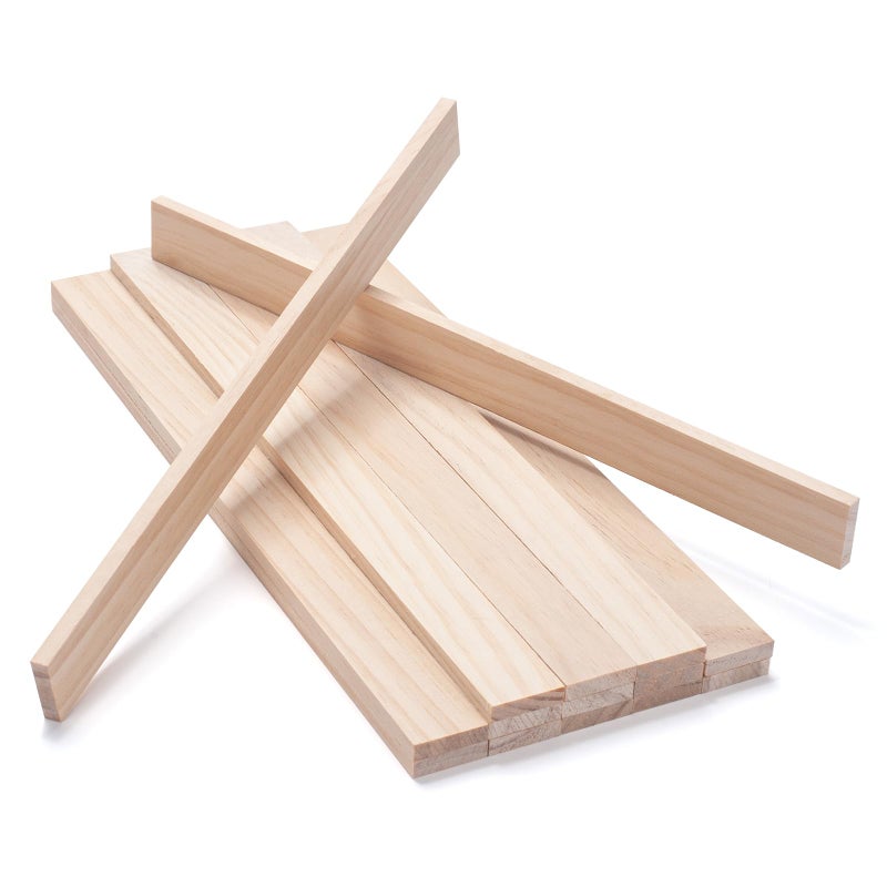 Coowayze Wood Strips Slats Wooden Dowels for Crafts 1/4" Ã— 1" Ã— 12", 15 PCS Wood Trim Flat Lumber Boards Square Dowel Rods Wooden Sticks for Crafting, Woodworking, Model Making - Image 1
