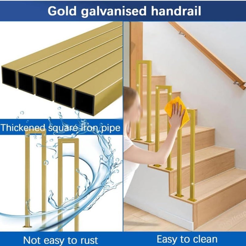 Modern U Shaped Stair Handrail 75cm 2 4ft Black Iron Floor Mounted Indoor Support Rail - Image 3