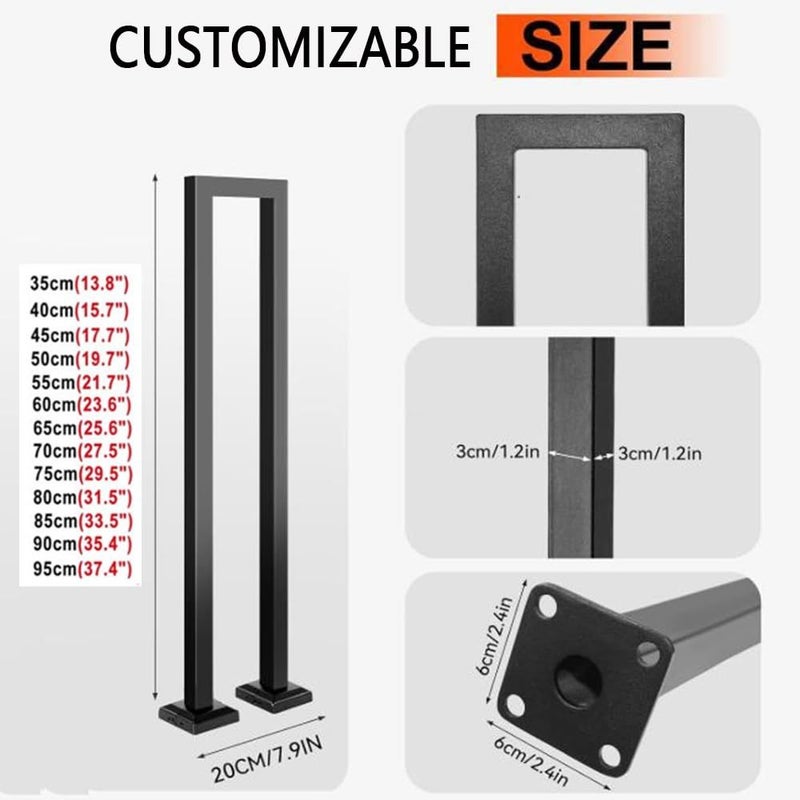 Modern U Shaped Stair Handrail 75cm 2 4ft Black Iron Floor Mounted Indoor Support Rail - Image 5