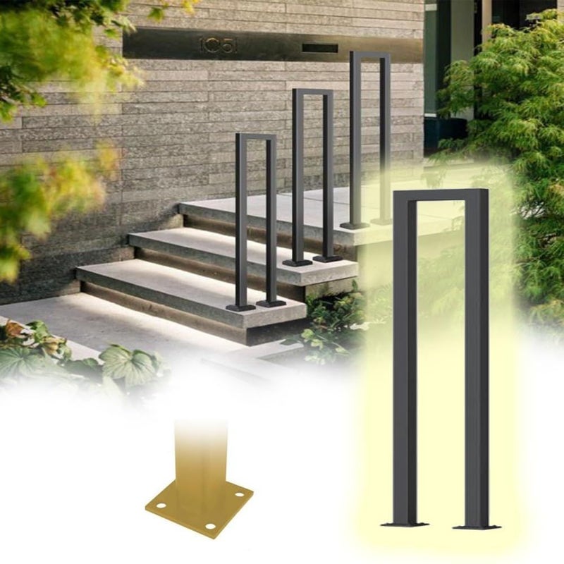 Modern U Shaped Stair Handrail 75cm 2 4ft Black Iron Floor Mounted Indoor Support Rail - Image 2