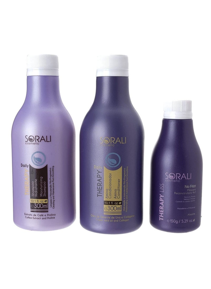 سورالي طقم تمليس وتنعيم الشعر سورالي الثلاثي مكون من معالج بروتين 150مل + شامبو 300مل + بلسم 300مل - Image 1