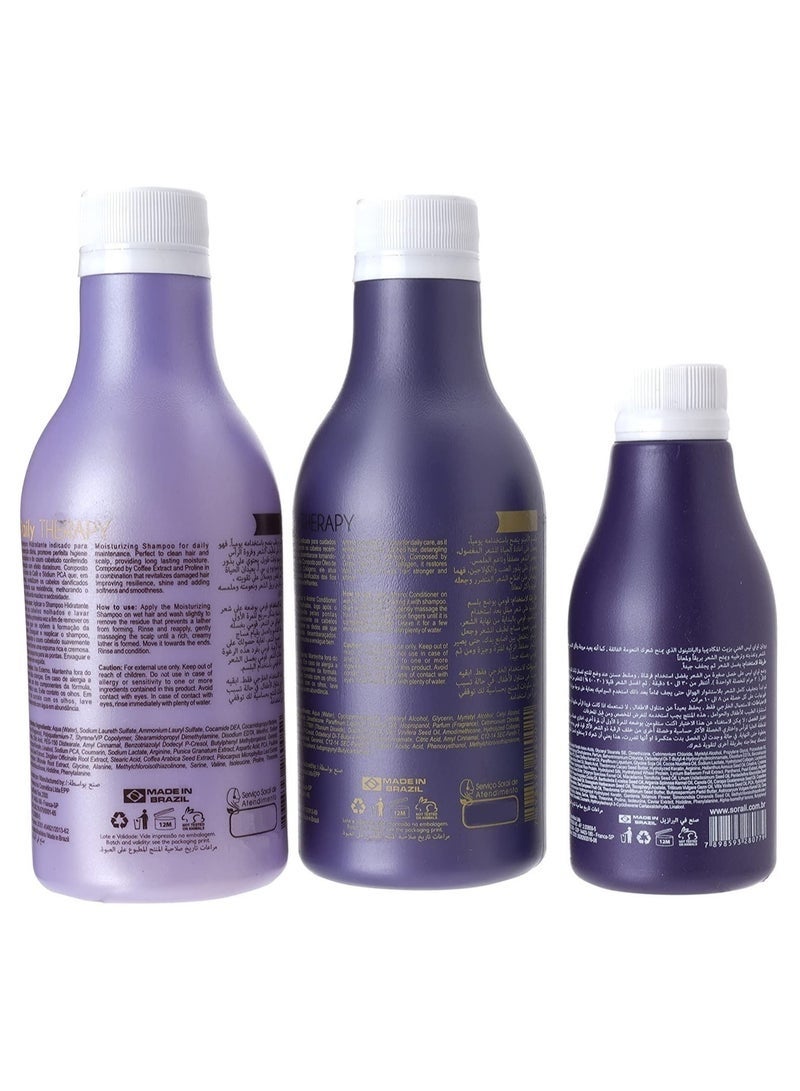 سورالي طقم تمليس وتنعيم الشعر سورالي الثلاثي مكون من معالج بروتين 150مل + شامبو 300مل + بلسم 300مل - Image 3