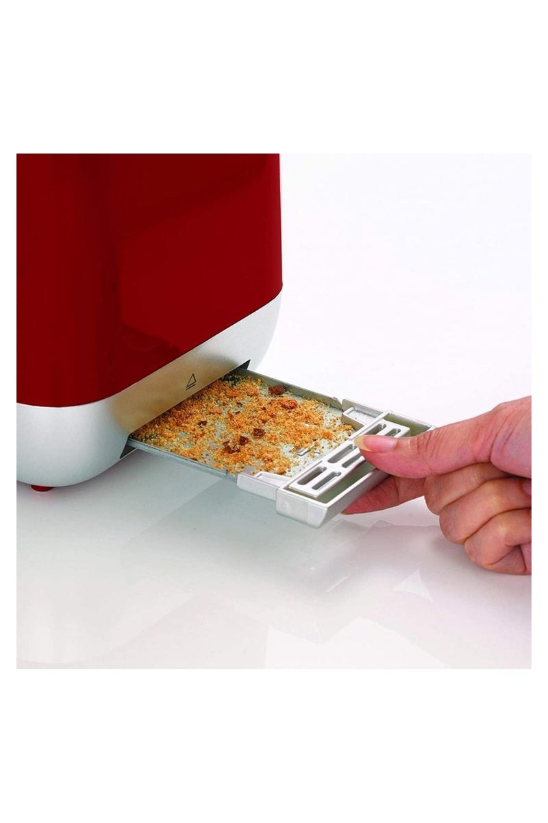 مورفي ريتشاردز محماصة شريحتين – 800-1000 واط، تحكم متغير للبنيان، وظائف إلغاء/تجميد/إعادة تسخين، ذراع رفع عالي، فتحات عريضة إضافية، صينية فتات قابلة للإزالة – أحمر نابض - Image 3