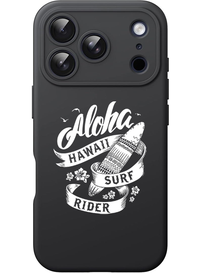 Theodor Protective Slim Fit Case Liquid Silicone Cover with Full Body Protection Anti-Scratch Shockproof Case For Apple iPhone 17 Pro Max (Black) Aloha hawaii Surf rider White - Image 1