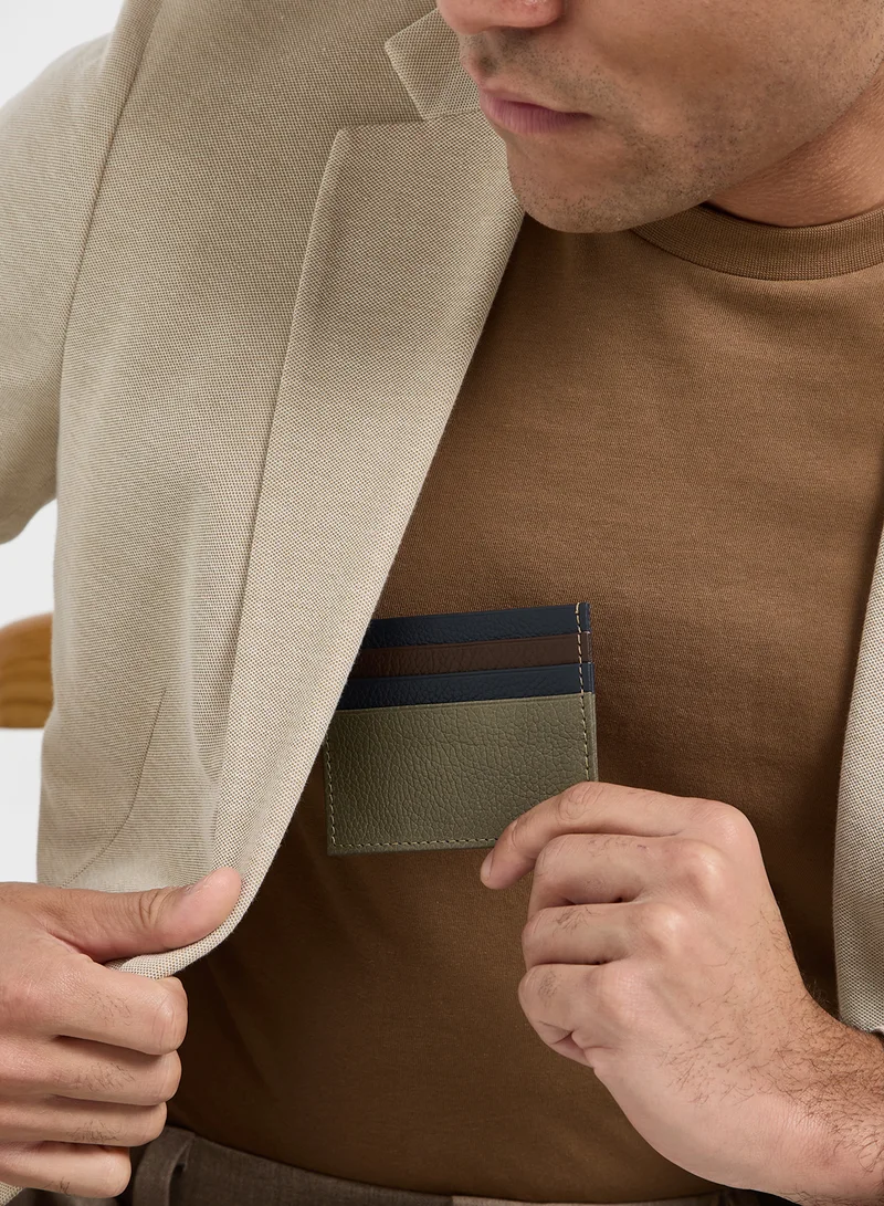 روبرت وود Genuine Leather Color Block Card Holder