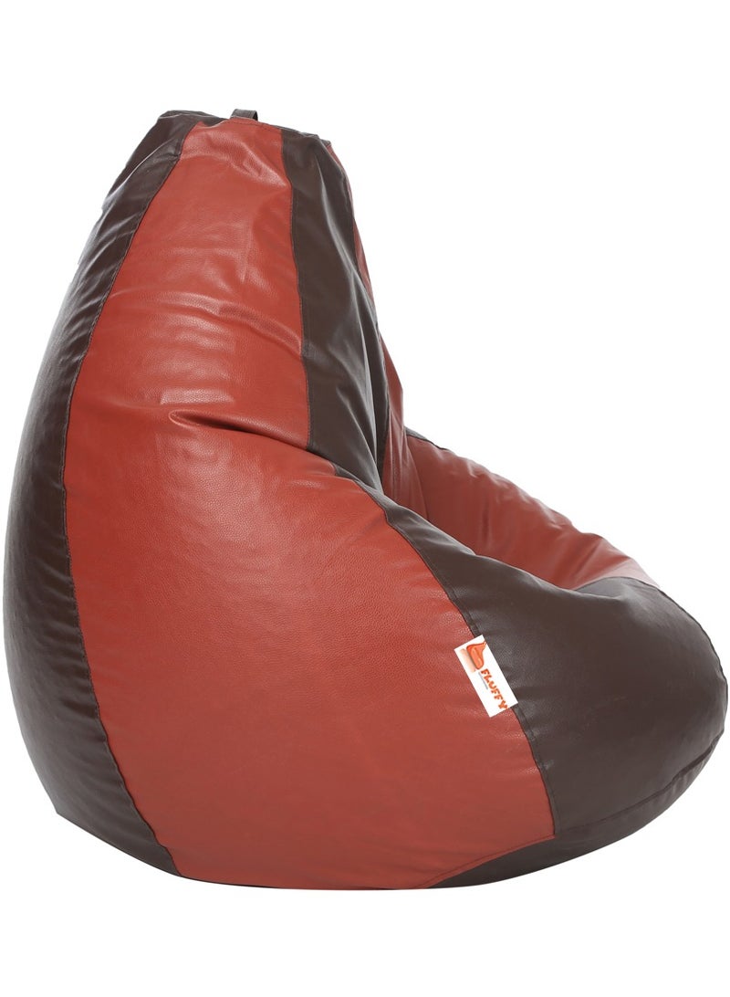 Fluffy Premium Leather Fabric Classic Brown & Black Bean Bag XXXL - Image 2