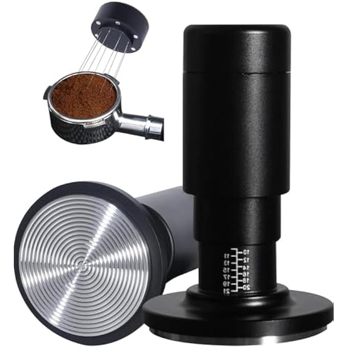 Excefore 2 In 1 Coffee Tamper 51Mm Stainless Steel Needles Espresso Coffee Tamper Spring Loaded Stainless Steel Ground Espresso Tamper Set For Barista Coffee Accessories Aluminium Handle - Image 2