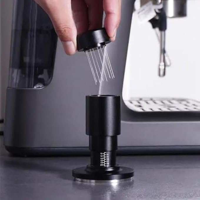 Excefore 2 In 1 Coffee Tamper 51Mm Stainless Steel Needles Espresso Coffee Tamper Spring Loaded Stainless Steel Ground Espresso Tamper Set For Barista Coffee Accessories Aluminium Handle - Image 5