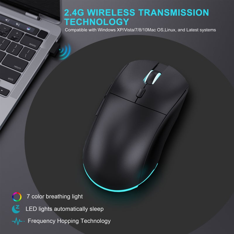 Wireless Mouse: White, Silent Click, Ergonomic Design - Stable Connection, Adjustable 1000/1600/2400/3200 DPI, Wide Compatibility for Home Office, Gaming, Travel & Daily Productivity - Image 3