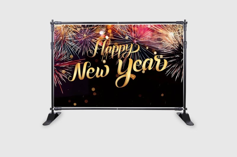 Backdropon Happy New Year Backdrop Fireworks Gold Bokeh Photo Background for Happy New Year Eve Party Banner Decor Christmas Eve Party Photography Studio Props Size 5Feet Height & 8Feet Width(5 * 8) - Image 2