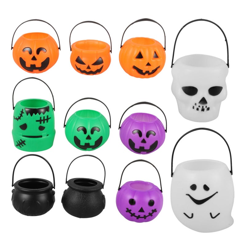 Halloween Pumpkin Bucket Candy Holders 11 Pcs Reusable Trick Or Treat Baskets - Image 2