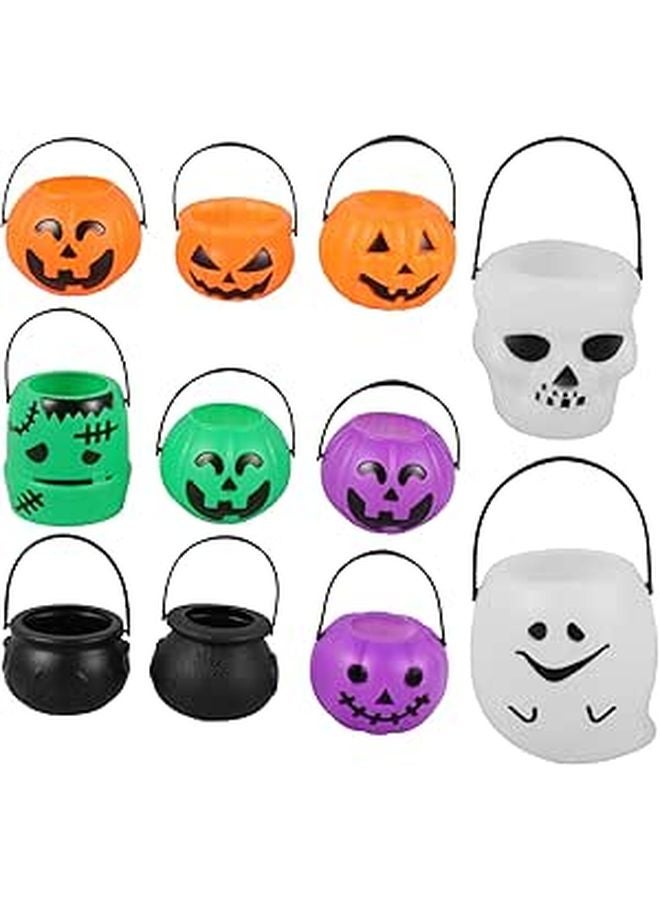 Halloween Pumpkin Bucket Candy Holders 11 Pcs Reusable Trick Or Treat Baskets - Image 1