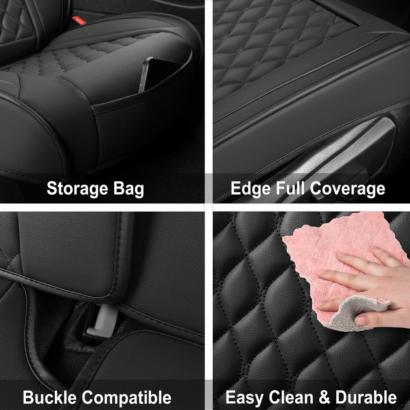 Vankerful Car Seat Covers Front Pair,Universal Fit for Most Cars,SUV,Sedans and Pick-up Trucks,Automotive Faux Leather Vehicle Cushion Covers(Front Pair,Black) - Image 4