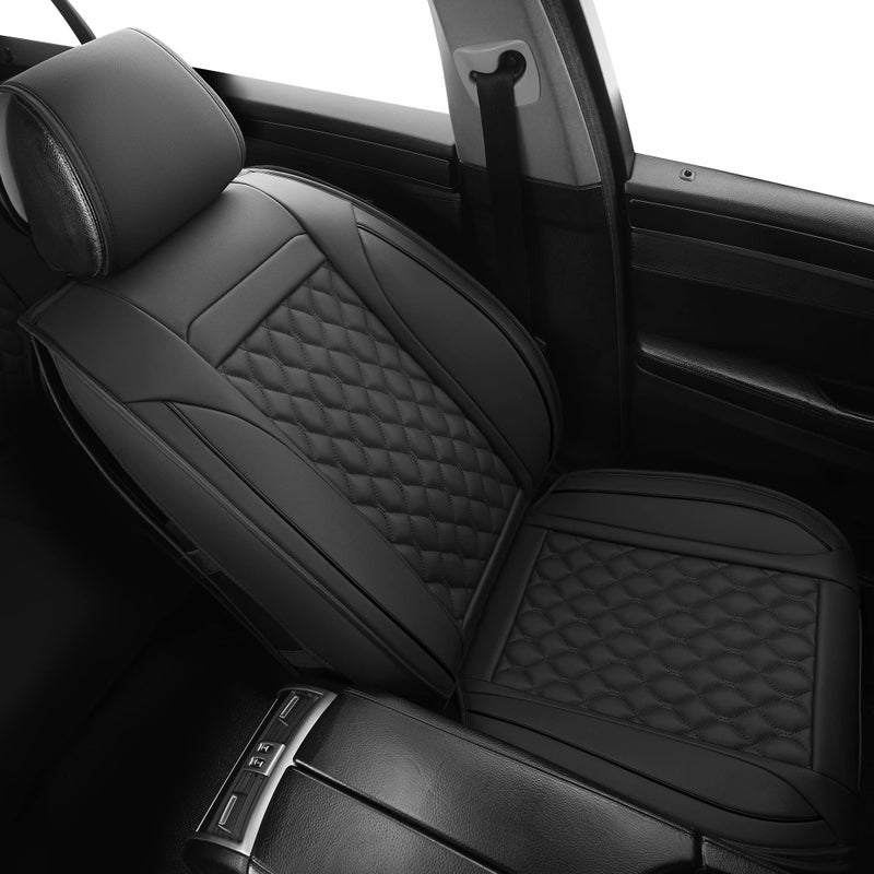 Vankerful Car Seat Covers Front Pair,Universal Fit for Most Cars,SUV,Sedans and Pick-up Trucks,Automotive Faux Leather Vehicle Cushion Covers(Front Pair,Black) - Image 5