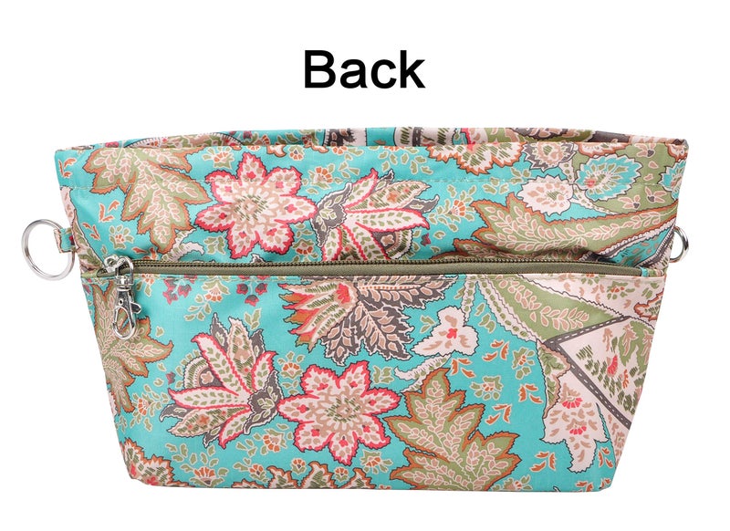 Vercord Purse Organizer Insert Bag Tote Handbags Pocketbook Inserts Organizers Zipper 11 Pockets Peacock Flower Medium - Image 5