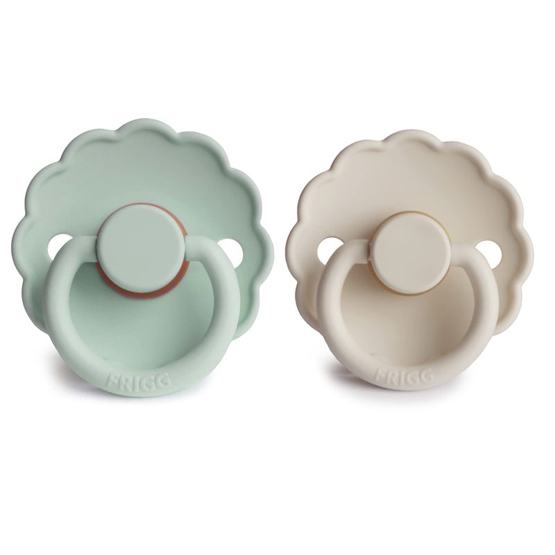 FRIGG Daisy Natural Rubber Baby Pacifier | Made in Denmark | BPA-Free (Seafoam/Cream, 0-6 Months) 2-Pack - Image 2