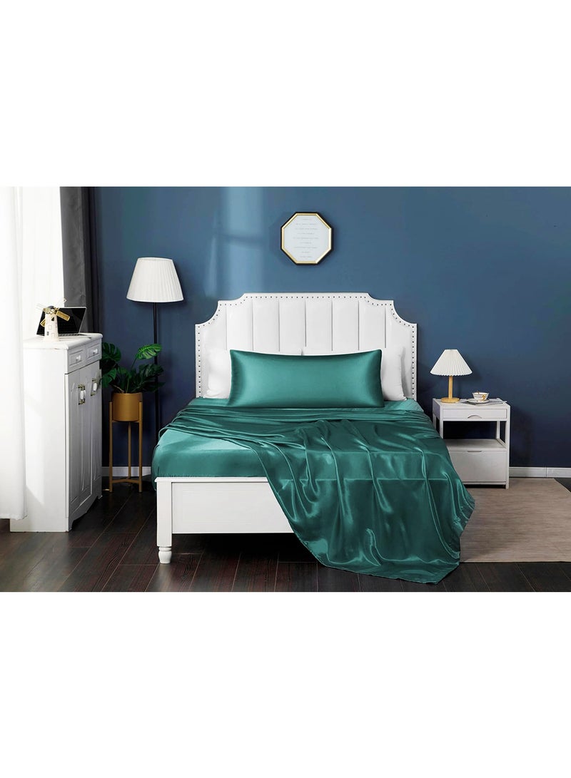 VITION Satin Silk Pillow Case Cover for Hair and Skin, Soft Breathable Smooth Both Sided Silk Pillow Cover Pair (King - 50 x 102cm - 2pcs - Teal) - Image 5