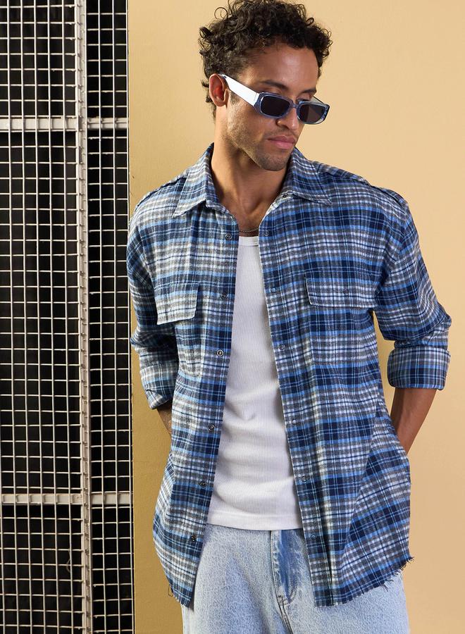 Mascln Sassafras Checked Oversized Shirt with Flap Pocket Detail - Image 1