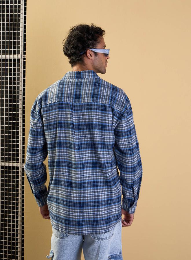 Mascln Sassafras Checked Oversized Shirt with Flap Pocket Detail - Image 5