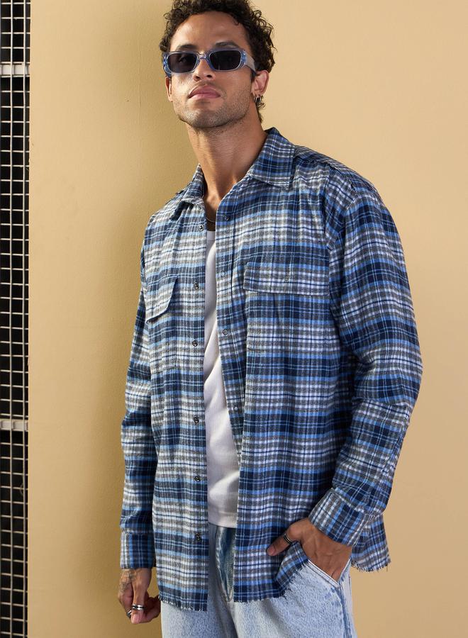 Mascln Sassafras Checked Oversized Shirt with Flap Pocket Detail - Image 2