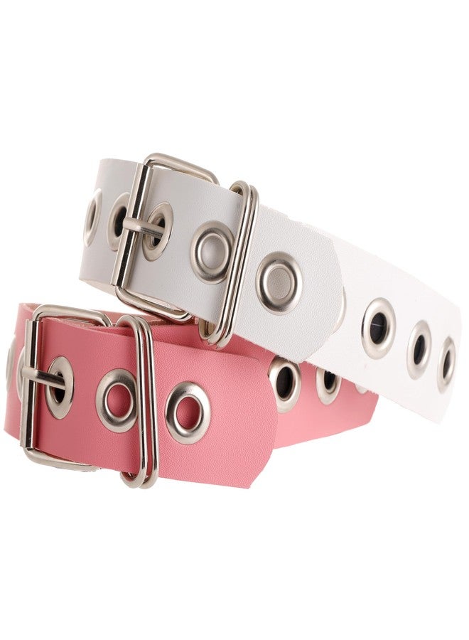 BaBakiak Gothic Punk Style Metal Buckle Headband for Women, Belt design Leather headband, 2-Piece Set Hair Accessories (White, Medium) - Image 2