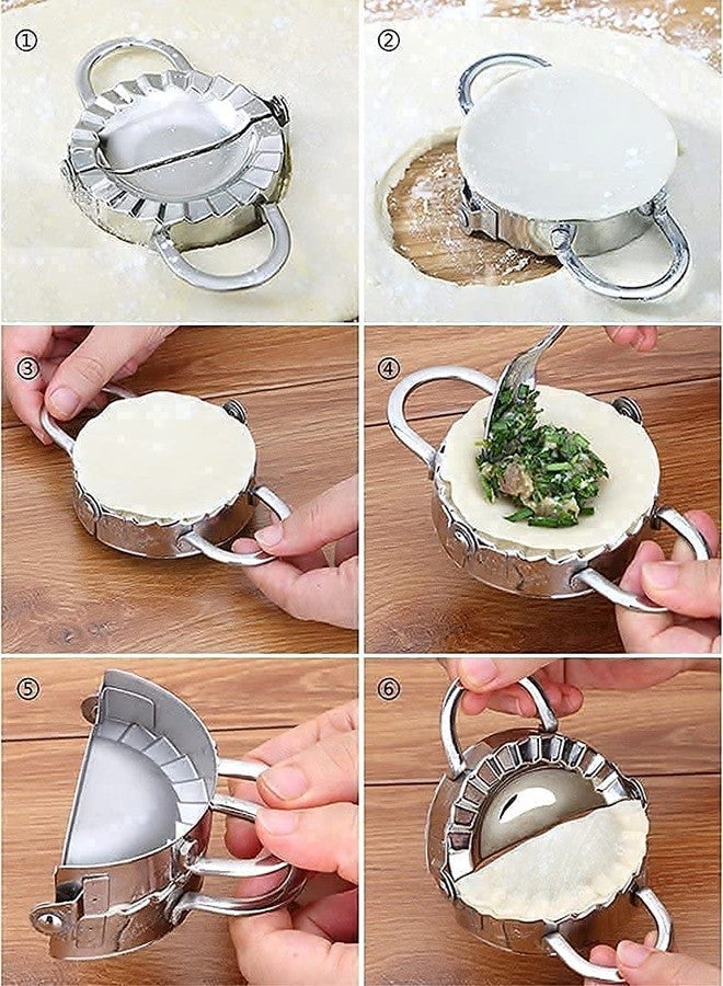 Menrexa Stainless Steel Dumpling Maker Mold – Large Size Momo Maker for Empanadas, Ravioli, Samosas, Pierogis | Heavy-Duty Dough Press Tool for Kitchen, Easy to Use & Clean (Big) - Image 2