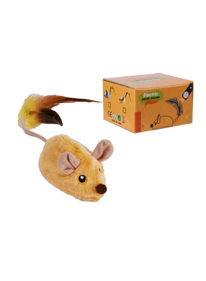Fun Cat Toy Charging Upgrade Electric Induction Mouse Trembles Simulation Small White Rabbit Plush Cat Self-hi To Relieve Boredom Dog-Color:Remote Control Big Gray Mouse English Color Box  - Image 5