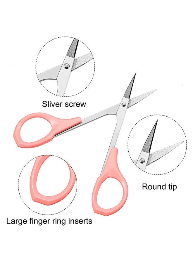 2 PCS Eyebrow Trimming Scissors with Cap, Stainless Steel Curved Edge Scissors, Multifunction Scissors for Facial Nose Hair Beard Grooming(Pink) - Image 5