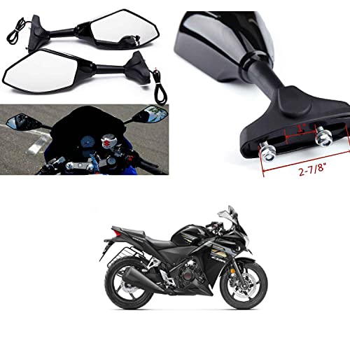 PRIKNIK Rear View Mirrors With Led Turn Signal Arrow Design Amber Back Light and Mirror Arrow Light Compatible With H-onda CBR 250R - Image 2
