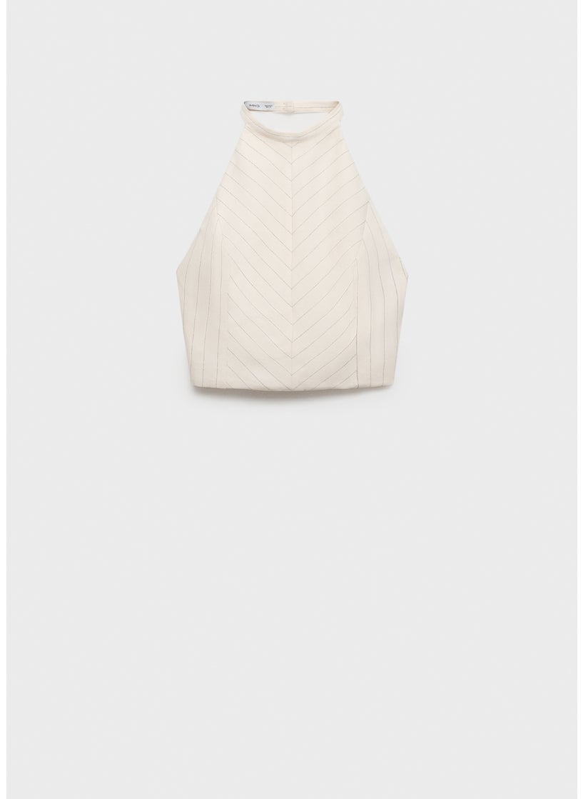MANGO Striped Halter-Neck Top  - Image 5