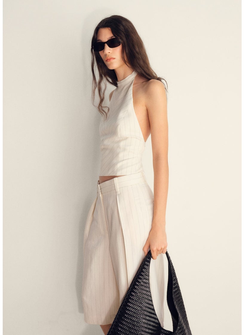 MANGO Striped Halter-Neck Top  - Image 1