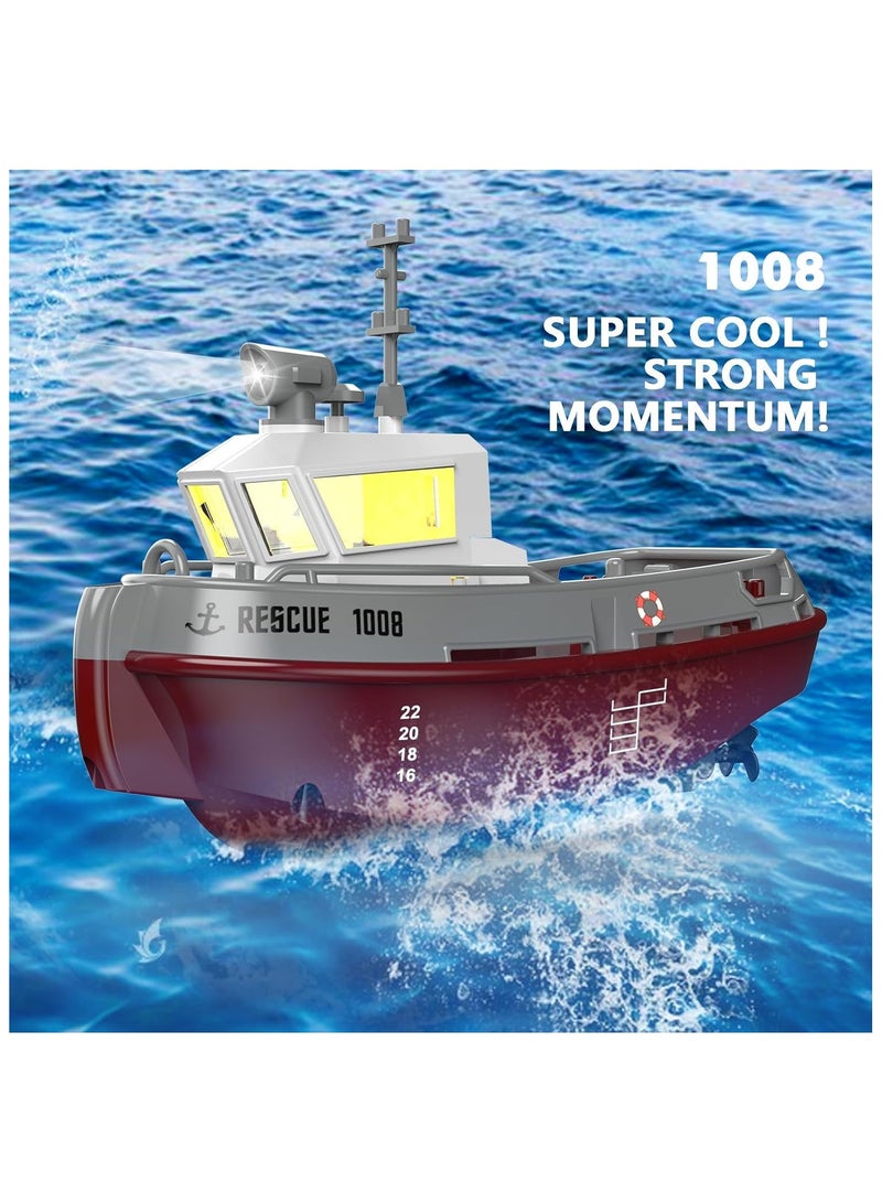 قارب تحكم عن بعد بحجم 1/144 ومعدل 2.4 جيجا هرتز للاستخدام في المسبح والبحيرات، قارب سريع مع محركين ومصابيح LED - إصدار جاهز للتشغيل (RTR) - Image 2