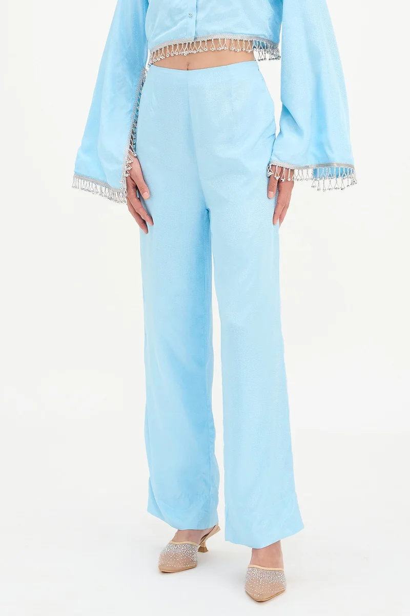 فيرجيو Self Design Viscose Hollywood Wide Leg Pant for Women