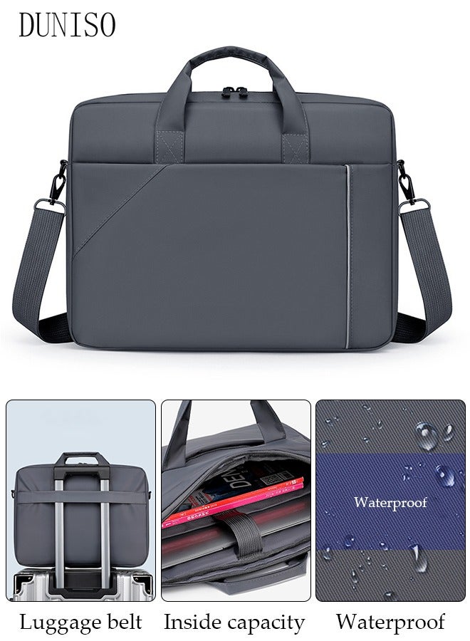 DUNISO 15.6 Inch Laptop Bag with Multi Compartment Lightweight Laptop Hand Bag Crossbody Bag Travel Business Briefcase Water-Resistant Dust-proof Shoulder Messenger Bag for Men and Women Work Office  - Image 1