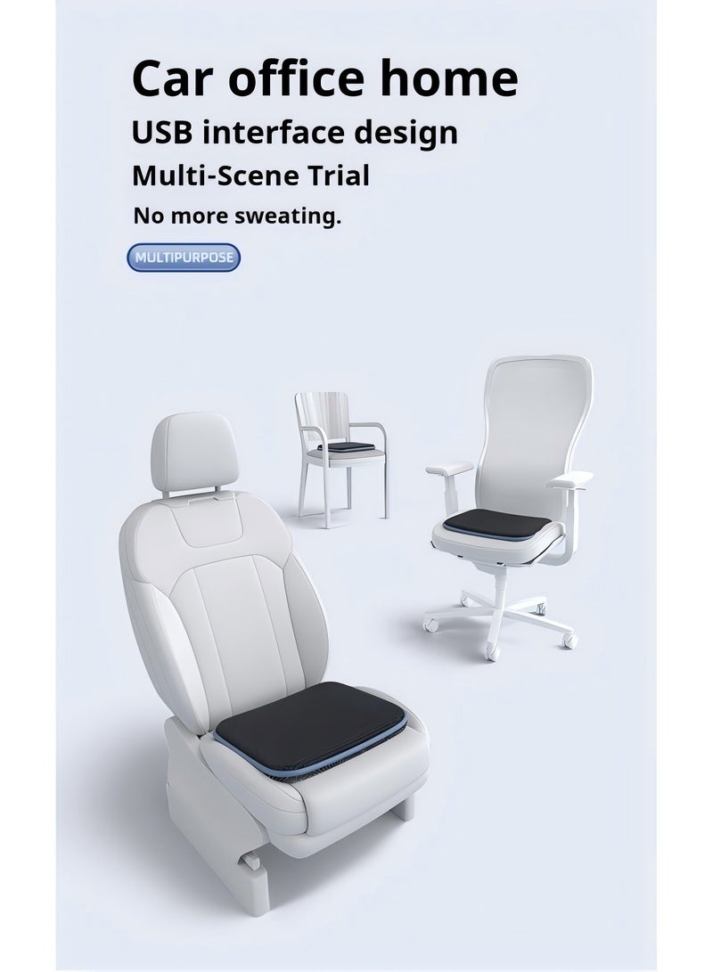 Beauenty Seat cushion summer with fan seat cushion ventilation office refrigeration seat breathable usb heat dissipation cooling honeycomb gel ice pad (USB6 fan gel blue) - Image 3