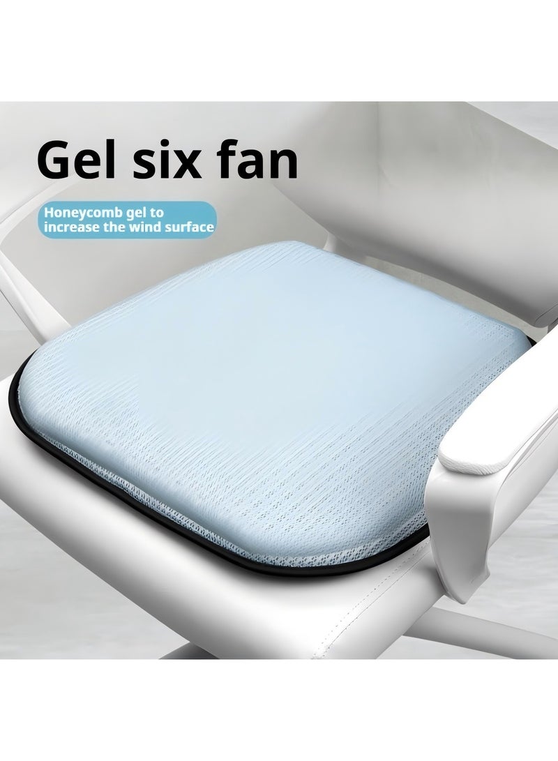Beauenty Seat cushion summer with fan seat cushion ventilation office refrigeration seat breathable usb heat dissipation cooling honeycomb gel ice pad (USB6 fan gel blue) - Image 1