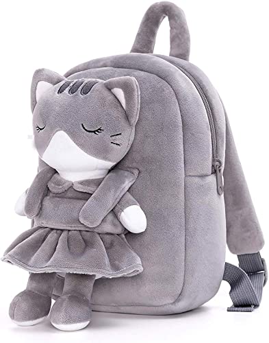Frantic Kids Soft Cartoon Animal Travelling School Bag Soft Plush Standard Backpack S Boys Girls Baby For 2 To 5 Years Baby/Boys/Girls Nursery, Preschool, Picnic(Fullbodygreycat),10 Litres - Image 2