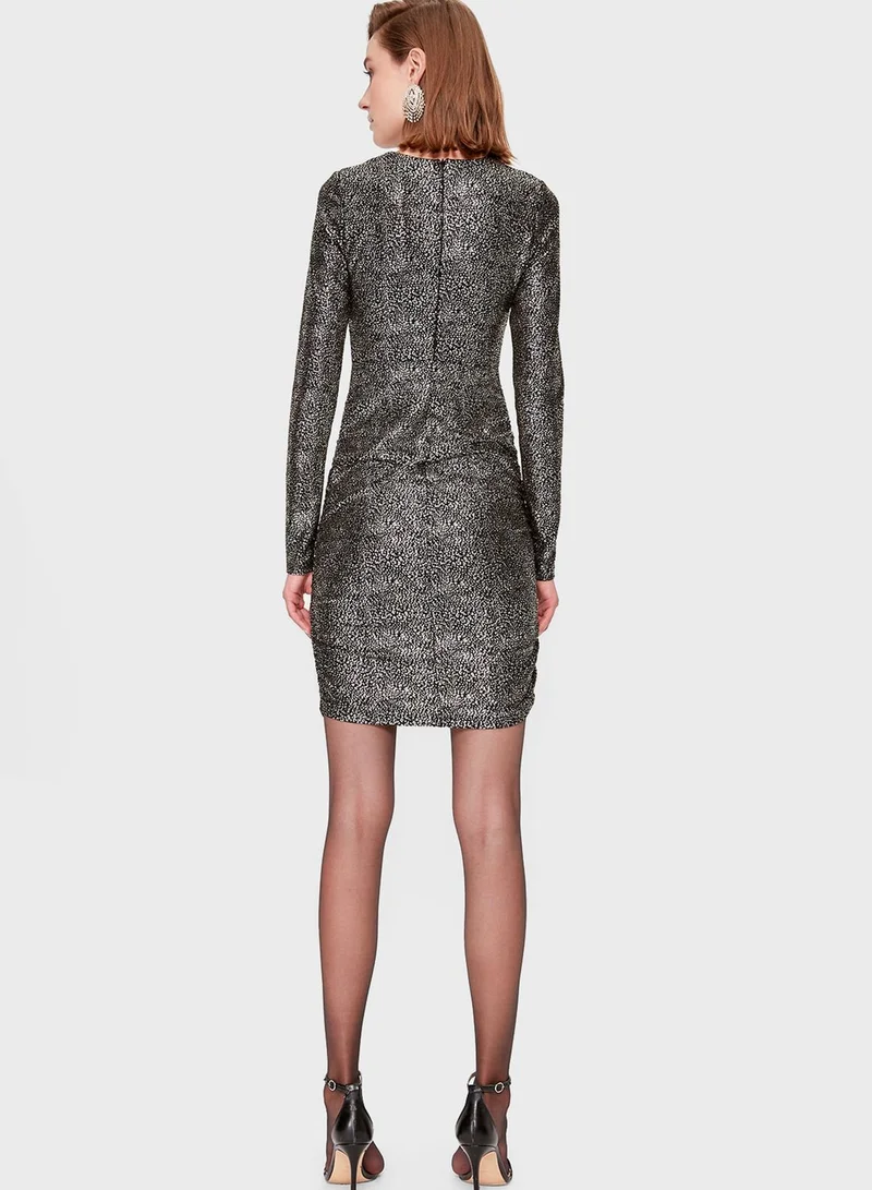 trendyol Keyhole Neck Printed Dress