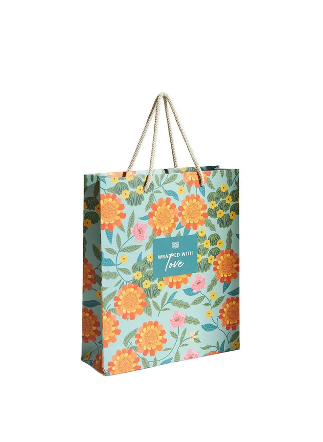 Chumbak  Marigold Gift Bag with Tag, Teal  | Best Price UAE