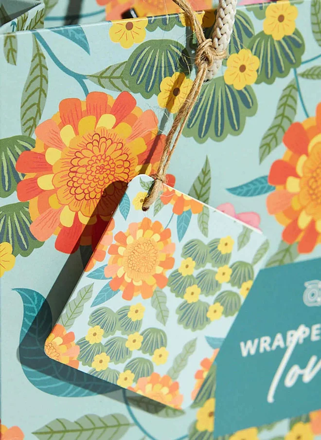 Chumbak  Marigold Gift Bag with Tag, Teal  | Best Price UAE
