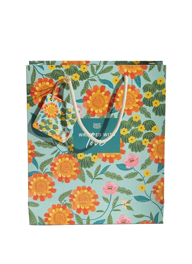 Chumbak  Marigold Gift Bag with Tag, Teal  | Best Price UAE
