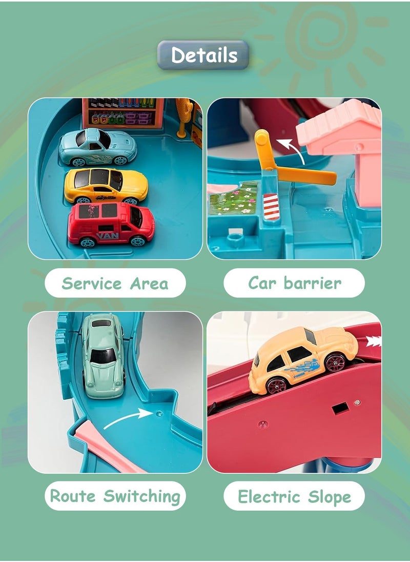 MaBaby - Toy Car Ramp Track Set with 4 Mini Cars with Map and Track, Dinosaur Rolling Hill Car Track for Kids, Preschool and Birthday Gift for Boys Girls 3+Years - Image 1
