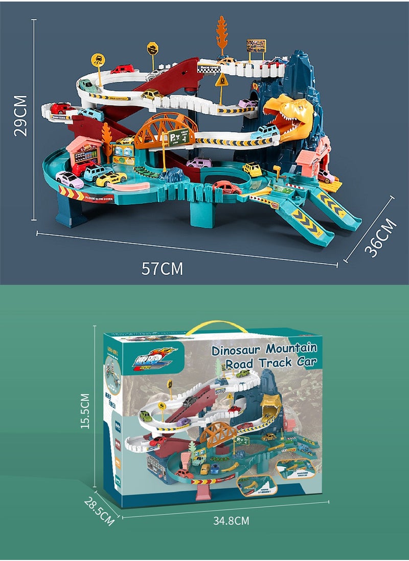 MaBaby - Toy Car Ramp Track Set with 4 Mini Cars with Map and Track, Dinosaur Rolling Hill Car Track for Kids, Preschool and Birthday Gift for Boys Girls 3+Years - Image 1