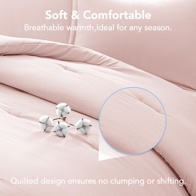 Quataly Full Comforter Sets Blushpink,3PCS Soft Lightweight Breathable Bedding Comforter Sets for All Season, Full Size(82''Ã—86'' Comforter & 2 Pillowcases) - Image 4