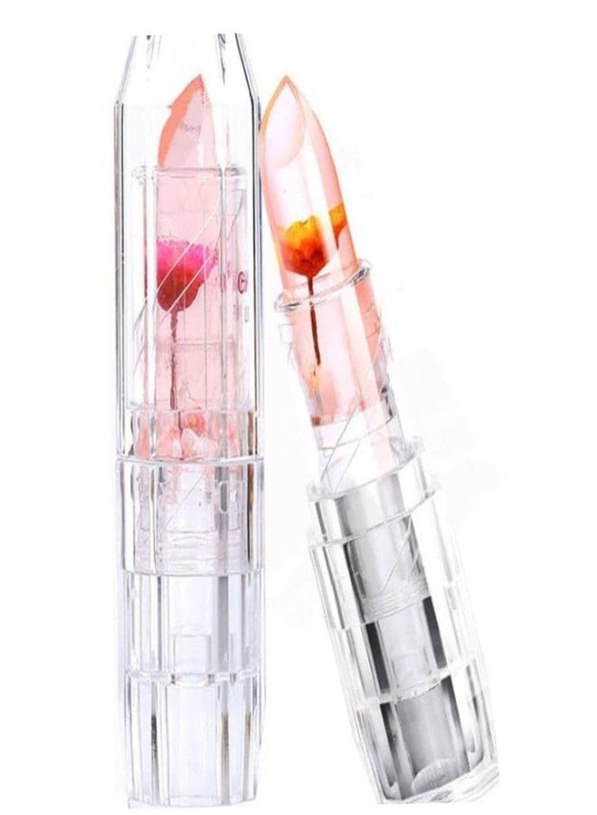 Aasakt Professional Waterproof Moisturizing Flower Crystal Lipstick Jelly Flower Transparent Color Changing Lip Gloss Lipstick For Girls & Women (Pack of 2) - Image 1